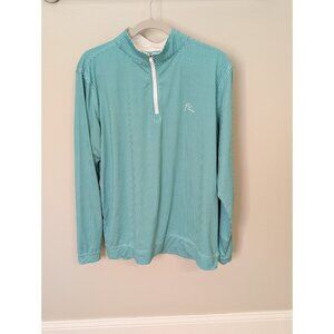 RHOBACK Mens Size Largr 1/4 Zip Pullover Green Gingham Check Performance Wicking